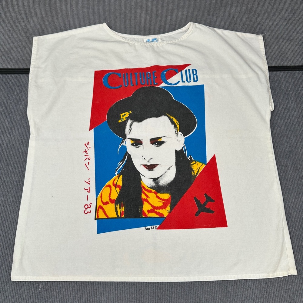 Vintage 1983 Culture Club Boy George Japan Tour Shirt Zebra Marketing White L